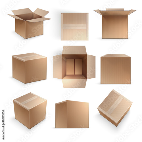 Realistic Cardboard Set © Macrovector