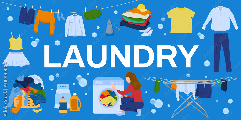 Laundry Clothes Flat Background