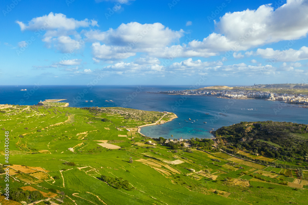 Nature landscape view of maltese fields. Malta, Europe