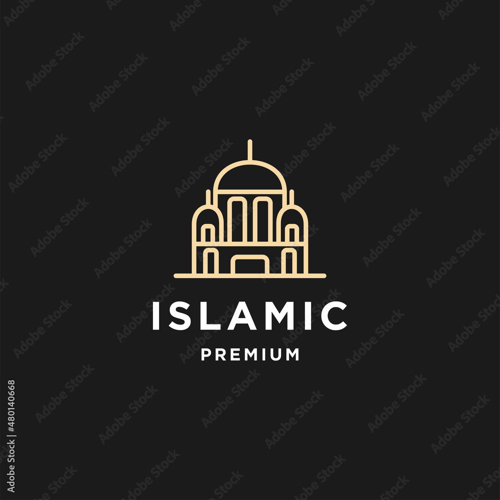Islamic Gold Color and Luxury Logo Design. Luxury Mosque Logo Design Template