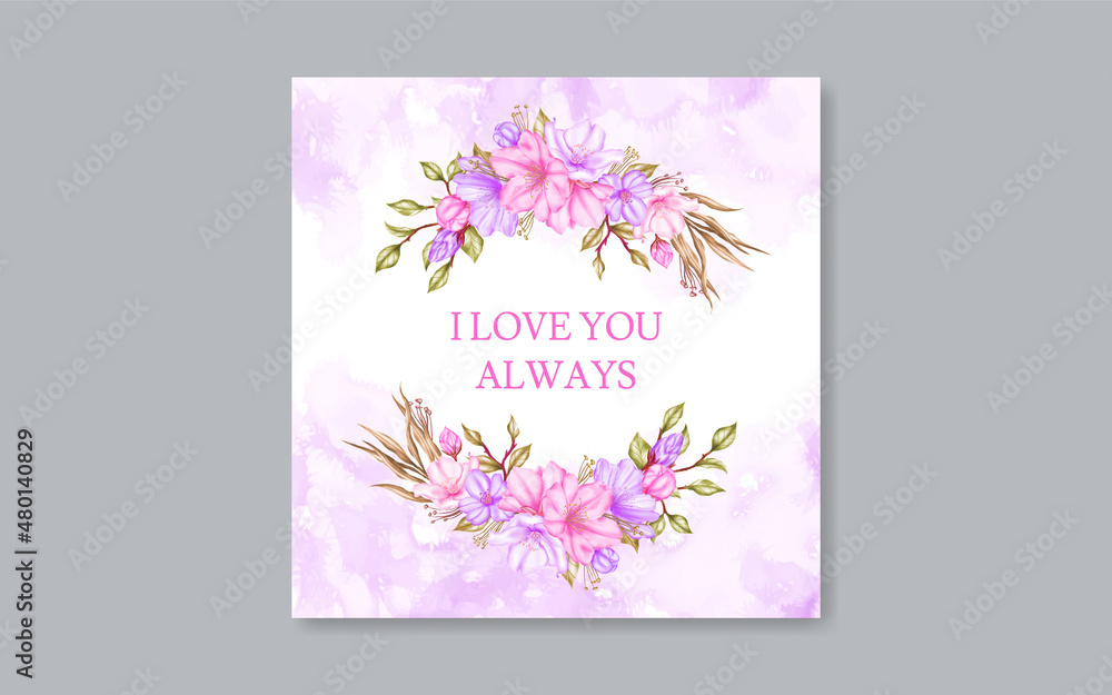 Lovely valentine's day card template with wreath floral