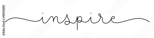INSPIRE black vector monoline calligraphy banner with swashes