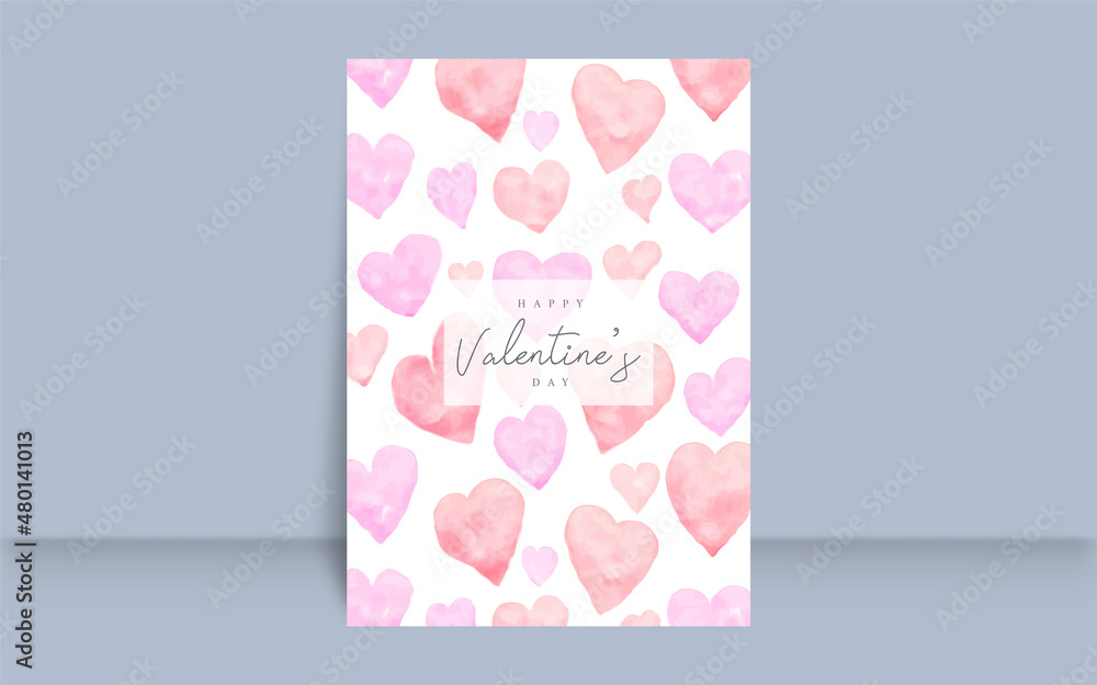 Happy valentine's day poster template with hearts pattern