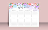 Lovely weekly to do list template with watercolor floral