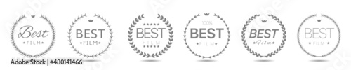 Best film laurel wreath label set Vector