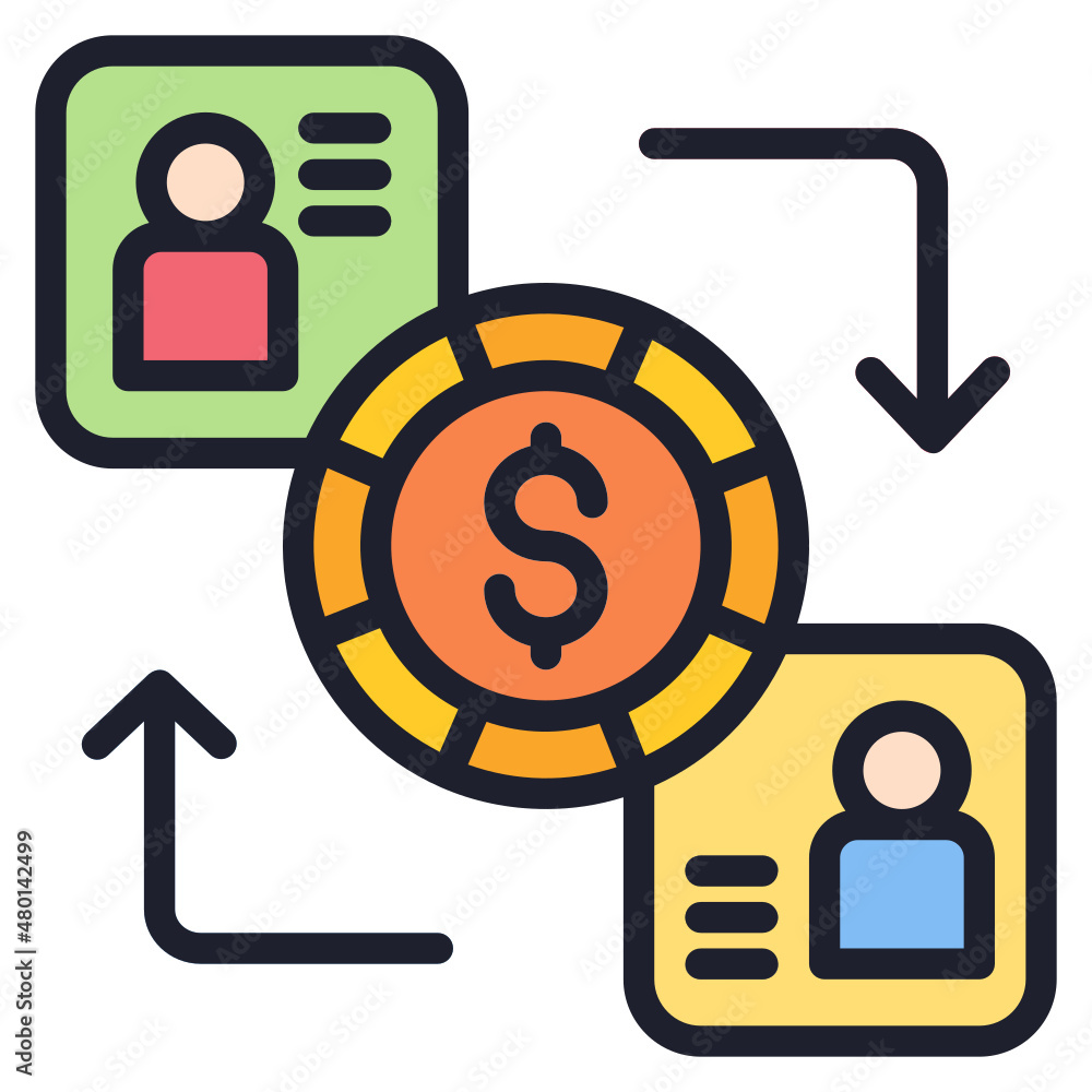 Transfer Money filled line color icon Transfer Money filled line color icon