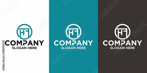 Initial letter HF logo vector design template