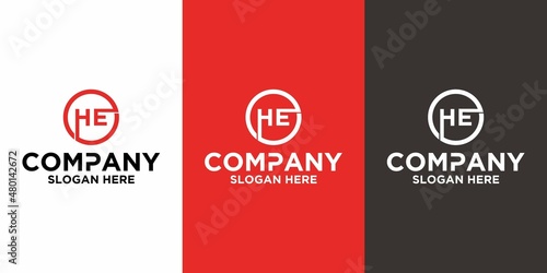 Initial letter HE logo vector design template