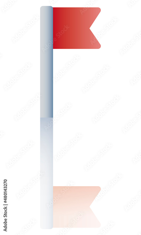 Flag icon. Color icon with reflection on the ground of a little flag. Flag icon. Color icon with reflection on the ground of a little flag.