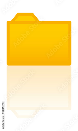 Folder icon. Color icon with reflection on the floor of a yellow folder.