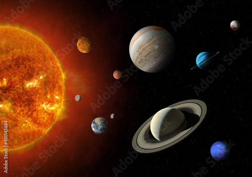 Solar system planet  Sun and star. Elements of this image furnished by NASA.