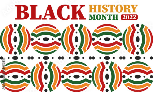 Black History Month in February. African American Culture and History. Celebrated annual in United States and Canada. In October in Great Britain. Vector poster  tradition ornament illustration