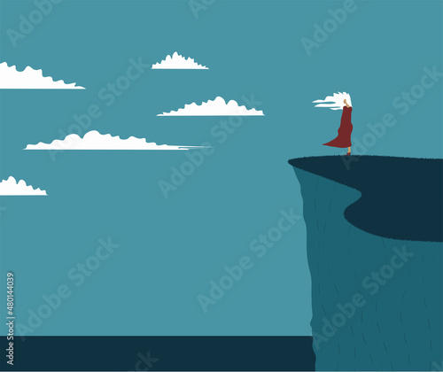 Girl on the edge of the cliff