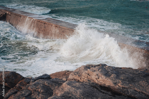 Fototapeta Grandes vagues déchainées sur la cote Atlantique