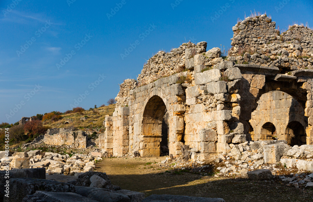 Ancient ruins of Small baths in Tlos, Turkey...