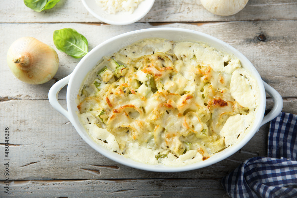 Homemade onion and cauliflower bake with cheese Homemade onion and cauliflower bake with cheese