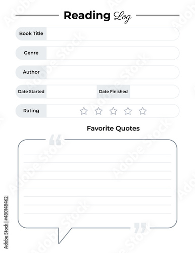 Simple reading log template