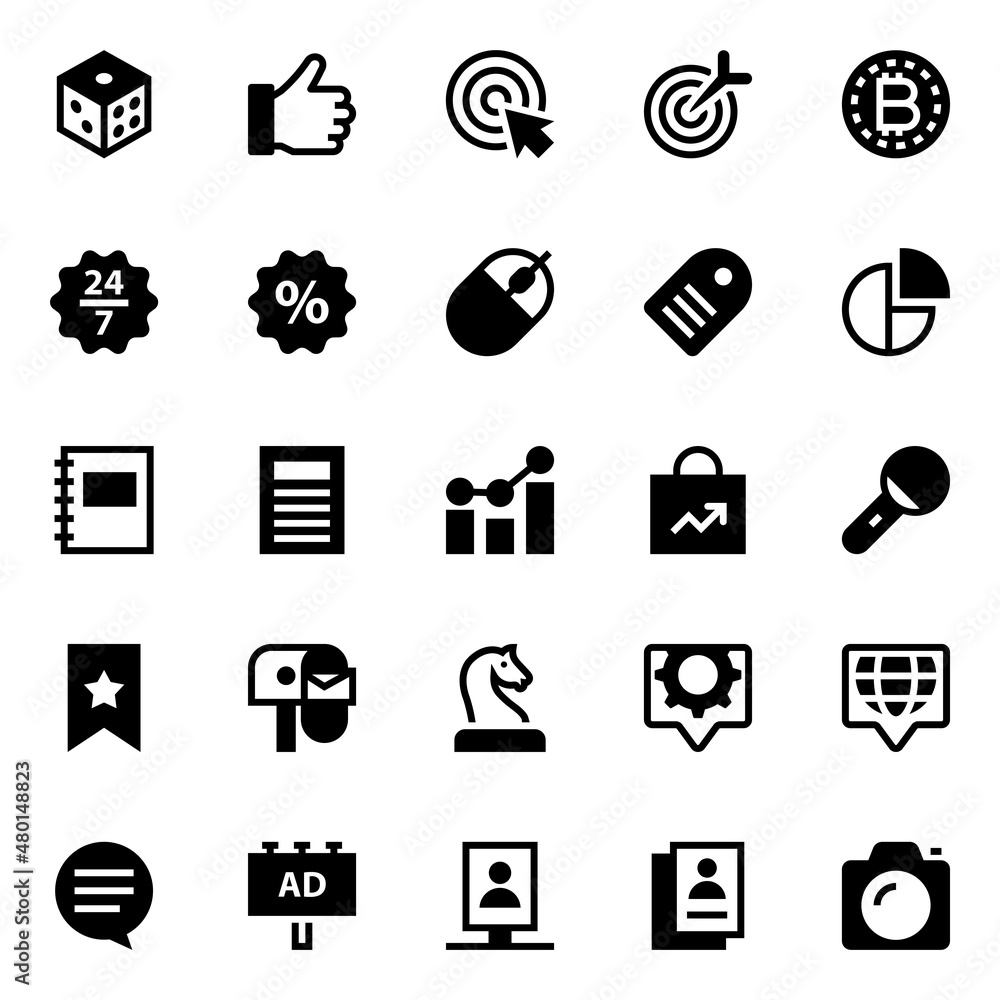 Glyph icons for seo and marketing. Glyph icons for seo and marketing.