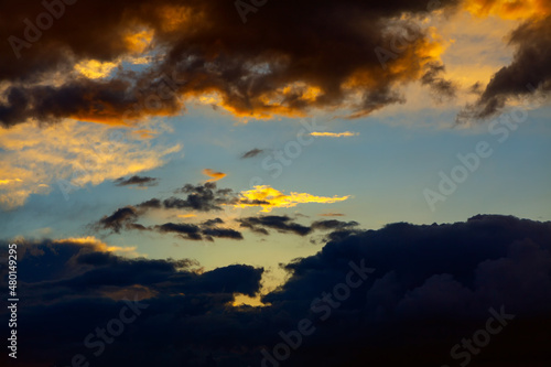 Sky aesthetic wallpaper . Evening atmosphere with dark clouds
