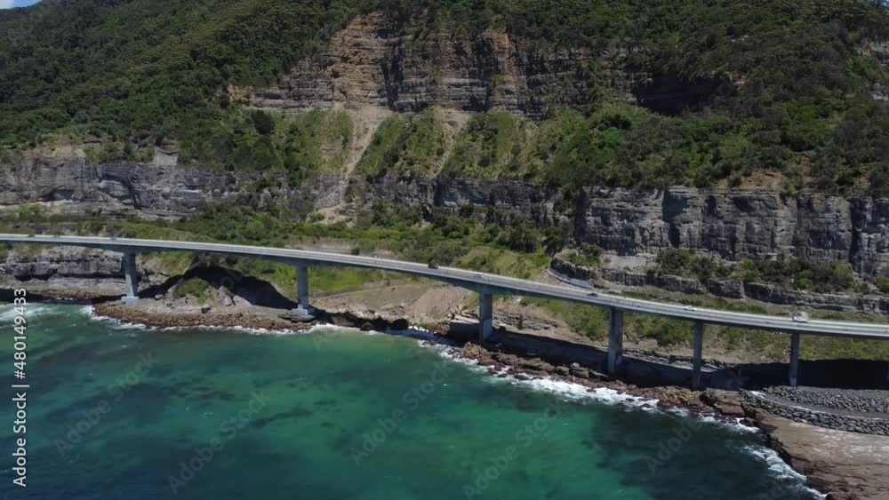 Aerial shot of cliffs and road. Aerial shot of cliffs and road.