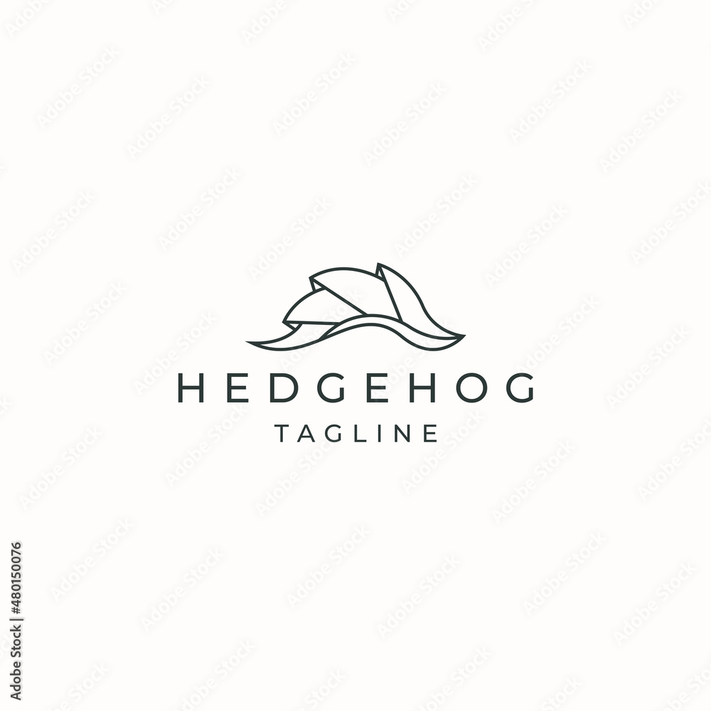 hedgehog animal with line style logo icon design template flat vector