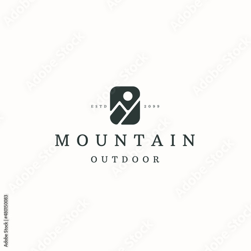 Mountain logo icon design template flat vector illustration
