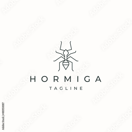 Ant animal logo icon design template flat vector