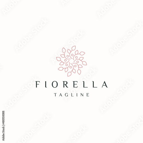 Beauty Floral ornament with line style logo icon design template flat vector