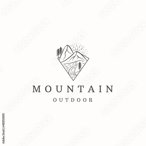 Mountain logo icon design template flat vector illustration