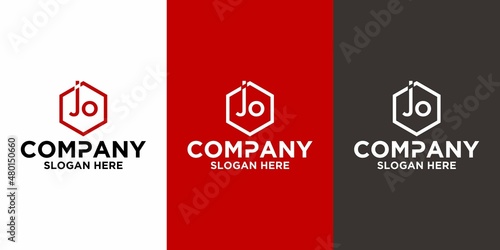 Initial letter JO logo vector design template