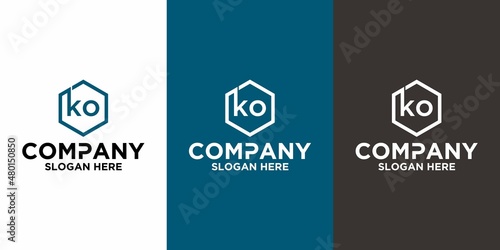 Initial letter KO logo vector design template