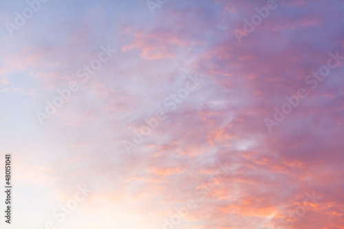 Colorful pink clouds in the sky at sunrise or sunset. Natural natural background. © Анатолий Савицкий