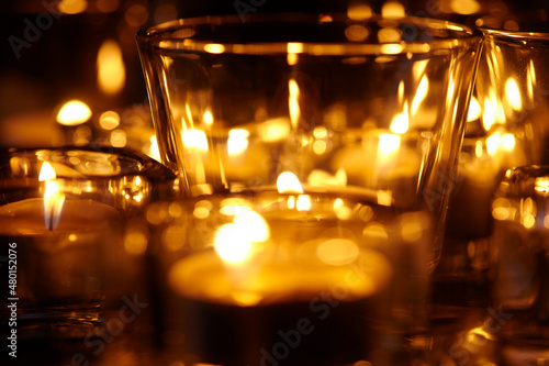 candle lights on the dark background
