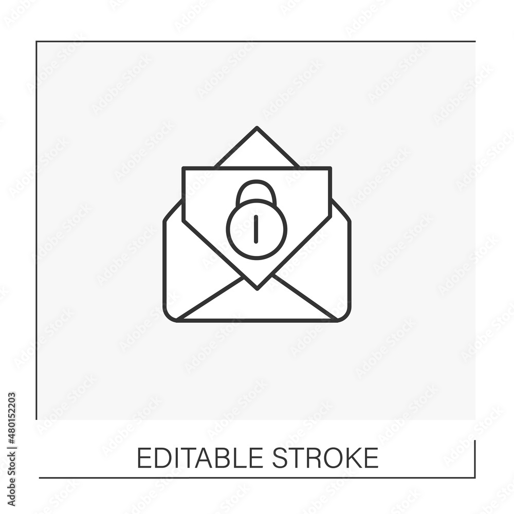 Secure line icon. Private letter with personal information. Locker. Save access to messages. Data privacy concept. Isolated vector illustration. Editable stroke Secure line icon. Private letter with personal information. Locker. Save access to messages. Data privacy concept. Isolated vector illustration. Editable stroke