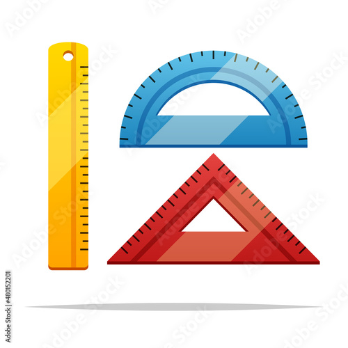 Cartoon school rulers set vector isolated illustration