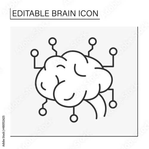  Brain line icon.Neurology. Brain researching.Brainstorming concept. Isolated vector illustration. Editable stroke