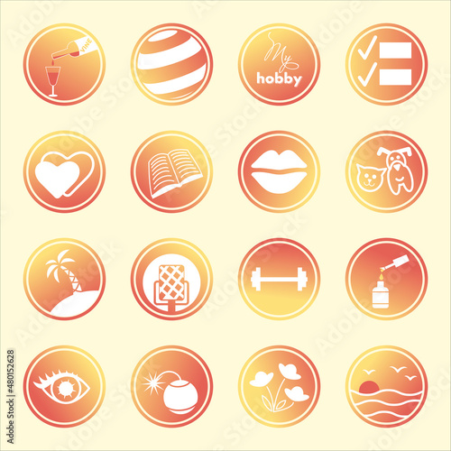 Highlight set for instagram stories. Icons for the site and social networks. Covers for sections.