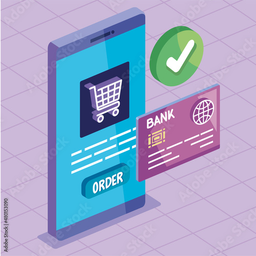 shopping cart in smartphone
