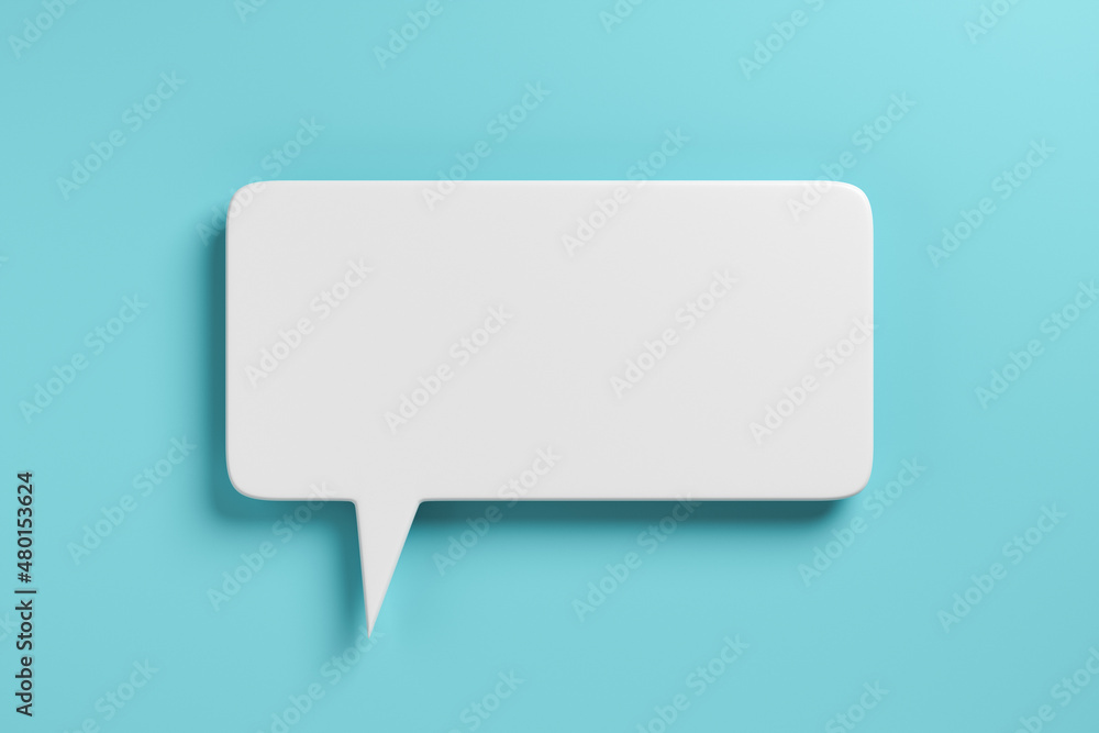 Empty white social media notification icon on a blue background. 3D rendering Empty white social media notification icon on a blue background. 3D rendering
