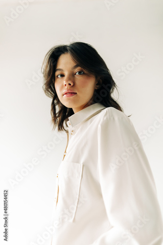 Young woman wearing casual on the white background