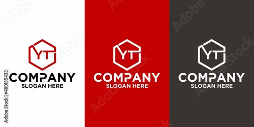 Initial letter Hexagon logo YT vector design template
