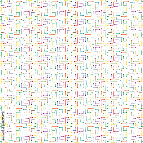 Abstract seamless pattern of multicolored lines with ball