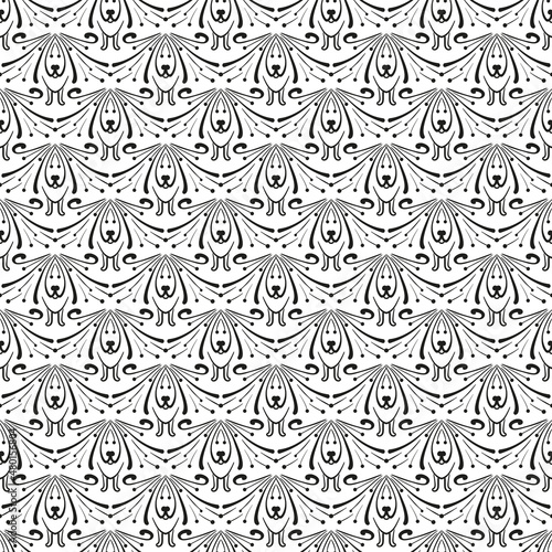 Abstract one-color seamless pattern of various elements