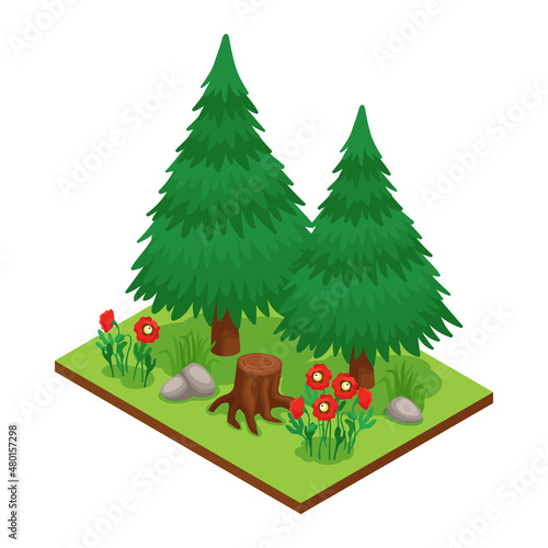 Forest Isometric Composition