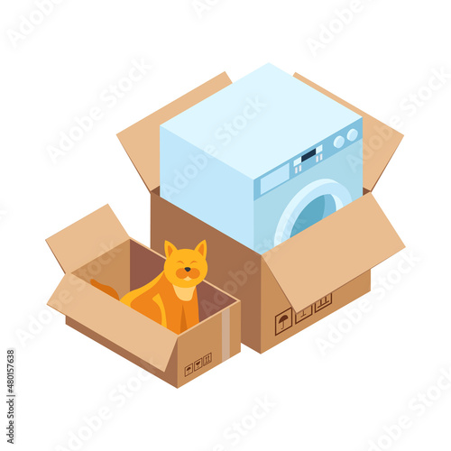 Relocation Isometric Icon