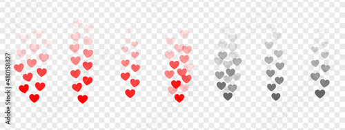 Flying hearts on a transparent background. flying huskies. Social networking concept. Vector illustration.
