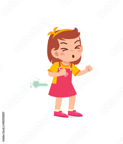 cute little girl can not hold fart and feel shame