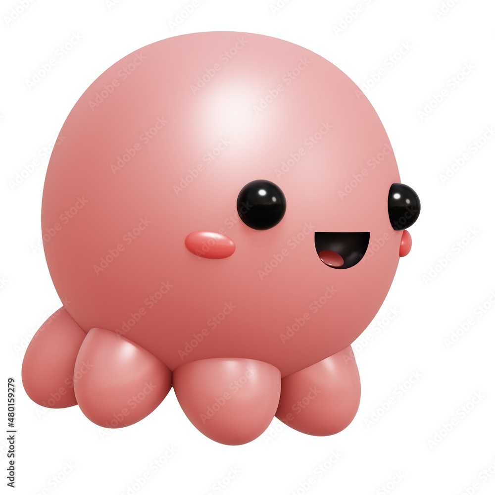 Cartoon Octopus 3D Rendering Illustration isolated. Cartoon Octopus 3D Rendering Illustration isolated.