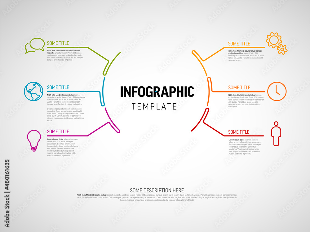 Vector Infographic schema template with big centre circle Vector Infographic schema template with big centre circle