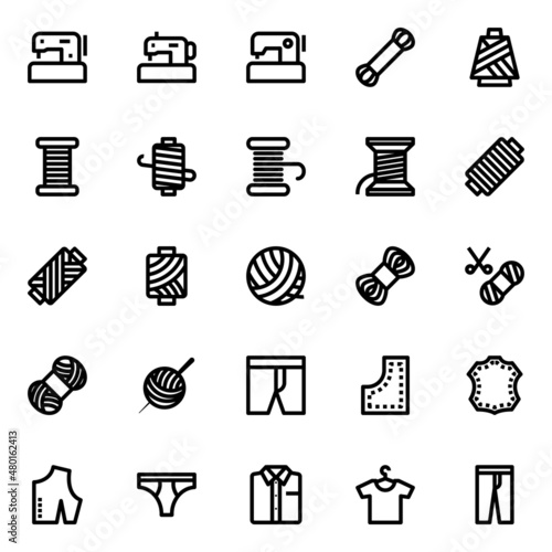 Outline icons for sewing.